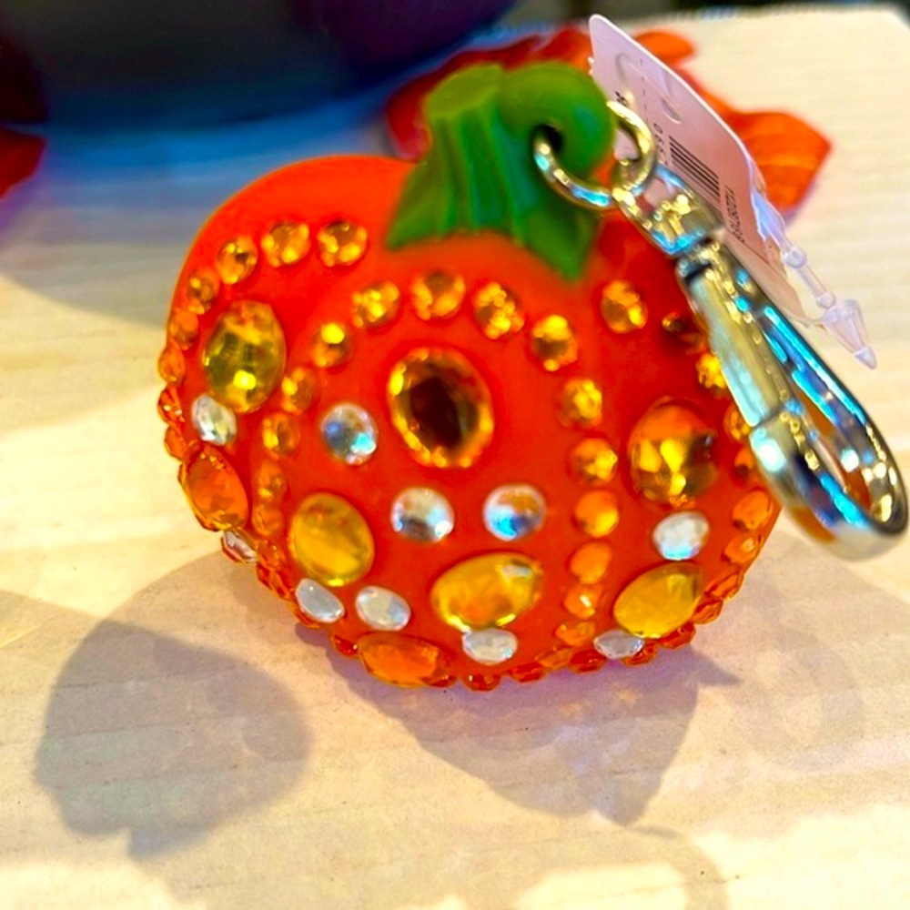 🔥BBW🔥HTF/RETIRED GEMED PUMPKIN POCKETBAC HOLDER, W/ CLIP & 1 POCKETBAC NWT